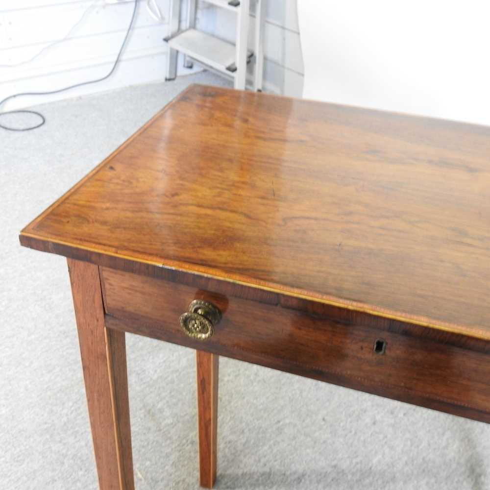 A George III style rosewood, crossbanded and boxwood strung side table, containing a single drawer - Image 7 of 8