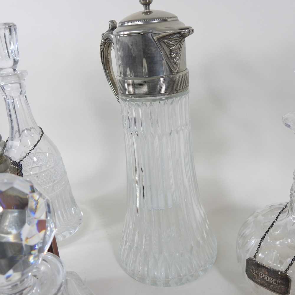 A glass claret jug, with silver plated mounts, 36cm high, together with a collection of cut glass - Image 4 of 5