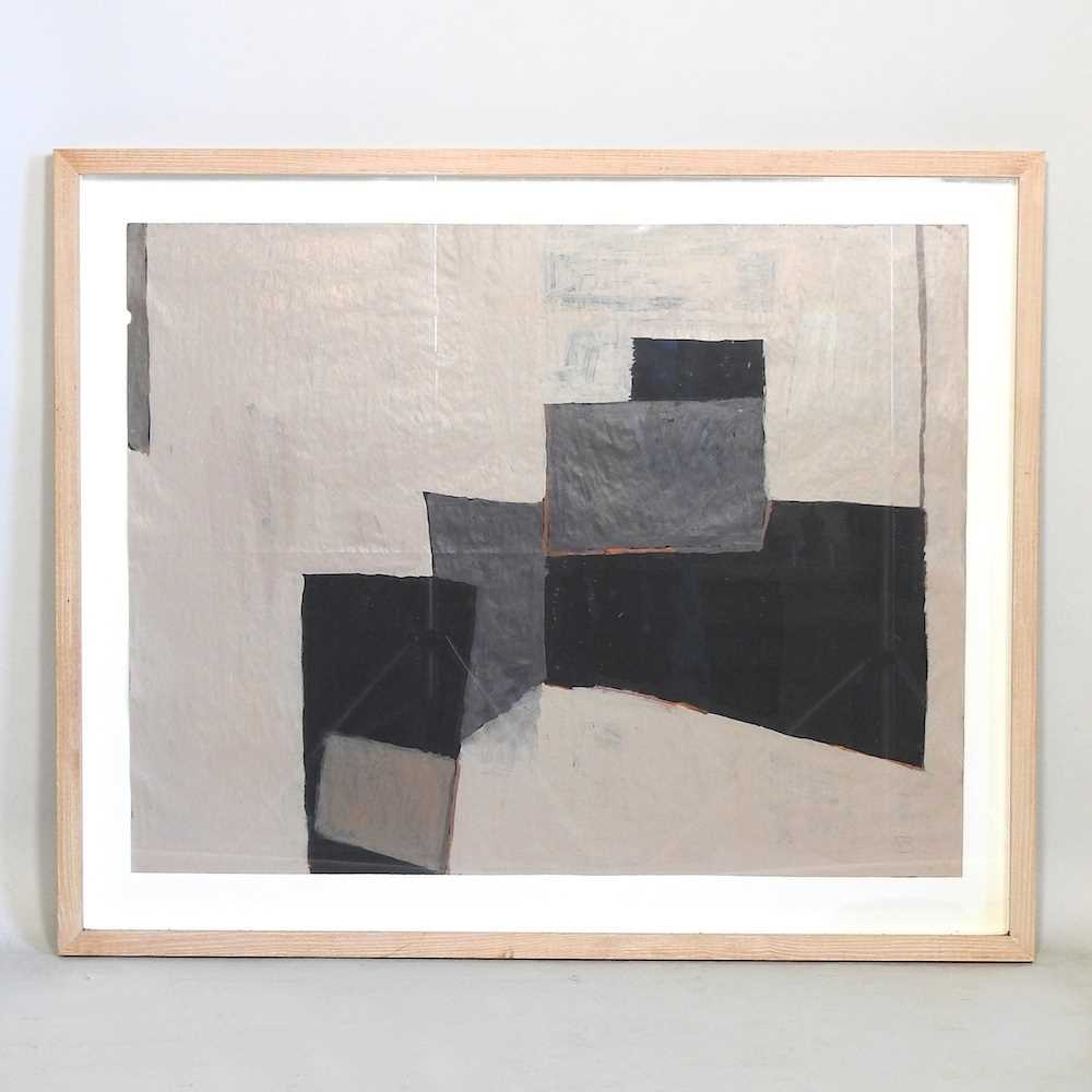 ARR Frank Beanland, 1936-2019, abstract, signed with initials in pencil, acrylic on paper, 57 x 72cm