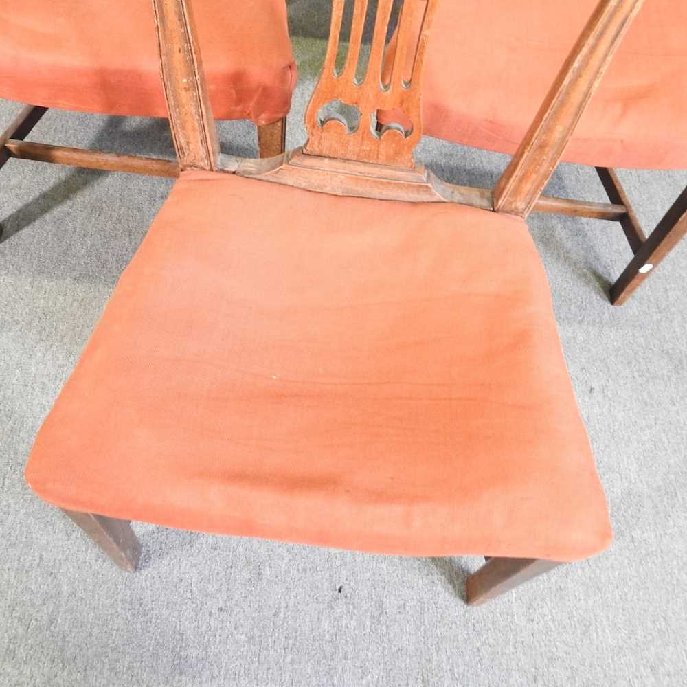 A set of six early 20th century dining chairs, of Georgian design, with red upholstered seats (6) - Image 4 of 5