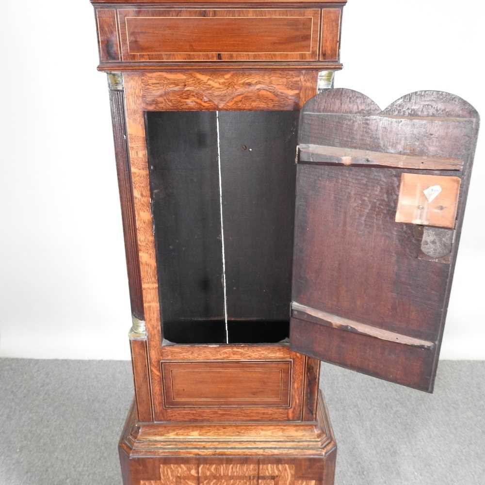 A George III oak and mahogany crossbanded cased longcase clock, with a swan neck pediment, the - Image 4 of 12