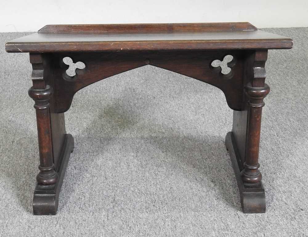 A 19th century oak lectern, 51cm wide. Provenance: Robert Browning, York Street Chapel, with copy of - Image 4 of 7