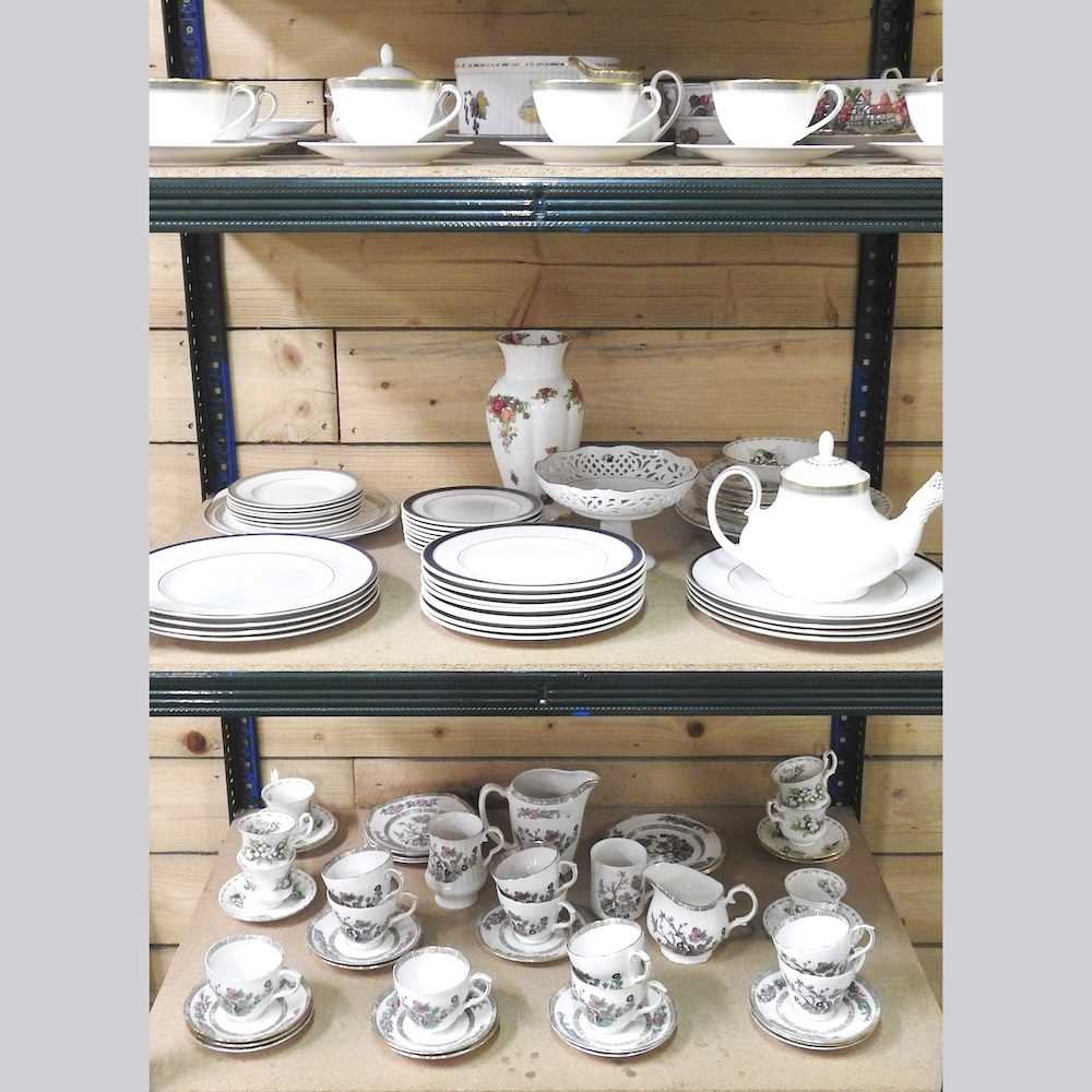 A Royal Doulton Clarendon pattern bone china part tea service, together with various Worcester,