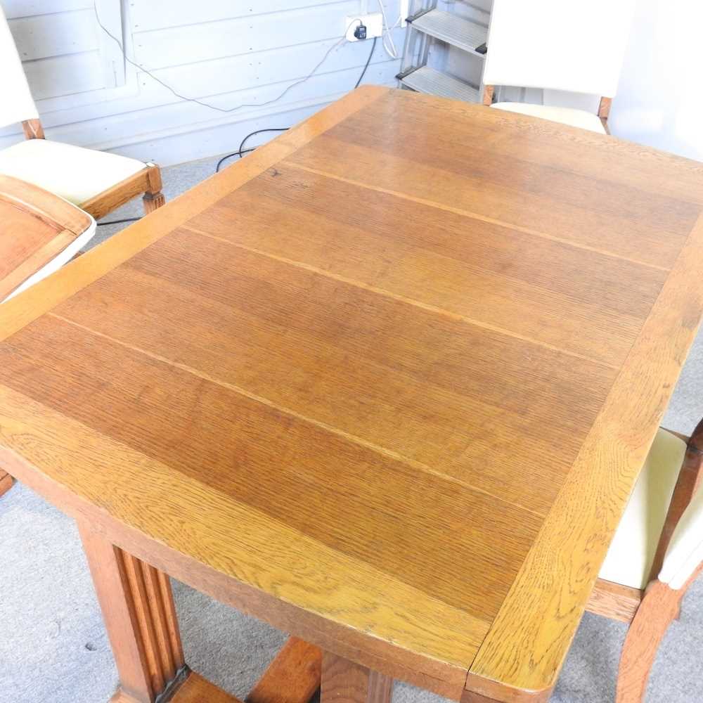 A 1930's light oak draw leaf dining table, together with a set of four matching dining chairs (5) - Image 2 of 8