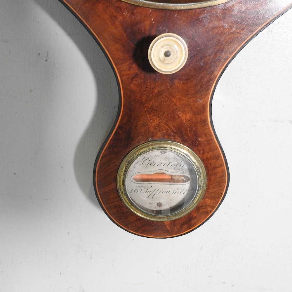 A 19th century mahogany cased wheel barometer, with boxwood and ebony stringing and silvered eight - Image 2 of 5