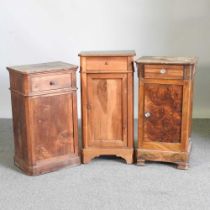 An early 20th century French walnut pot cupboard, together with two others (3) tallest 41w x 31d x
