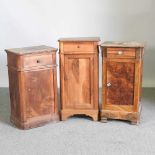 An early 20th century French walnut pot cupboard, together with two others (3) tallest 41w x 31d x