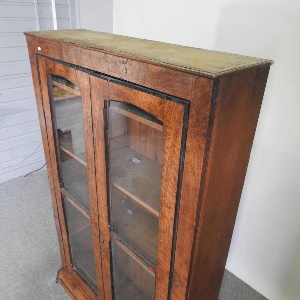 A Victorian pollard oak and oak glazed bookcase, fitted with shelves on a plinth base 110w x 33d x - Image 5 of 5