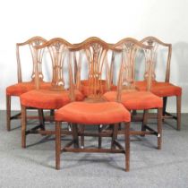 A set of six early 20th century dining chairs, of Georgian design, with red upholstered seats (6)