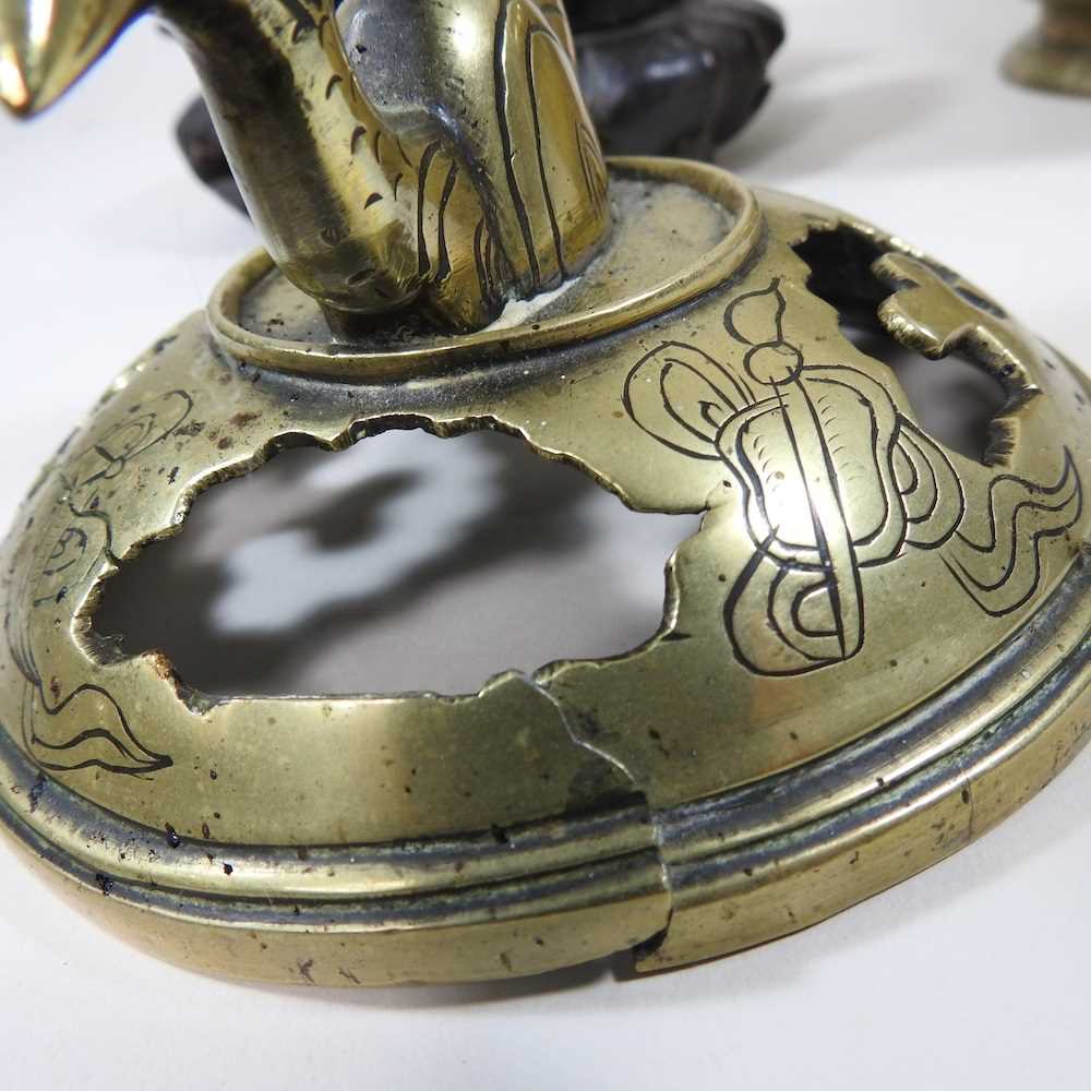 A Chinese bronze censer, on a carved hardwood stand, 29cm high overall, together with a smaller - Image 8 of 11