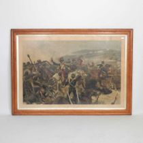 English school, 19th century, Charge of the Light Brigade, print, 62 x 90cm, in a maple frame