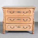 An early 20th century continental pine chest of drawers, on turned feet 97w x 51d x 80h cm