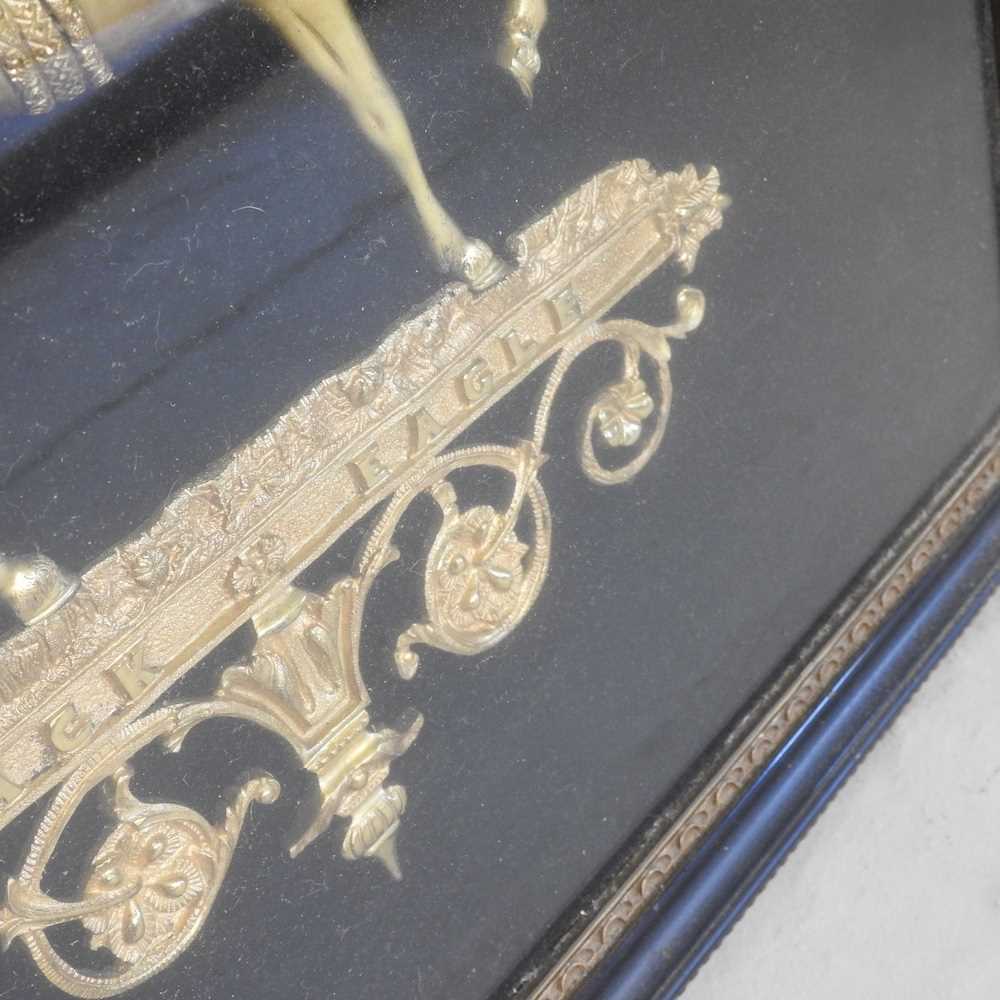 A 19th century relief gilt metal of a horse in profile, inscribed Black Eagle, mounted and framed, - Image 5 of 8