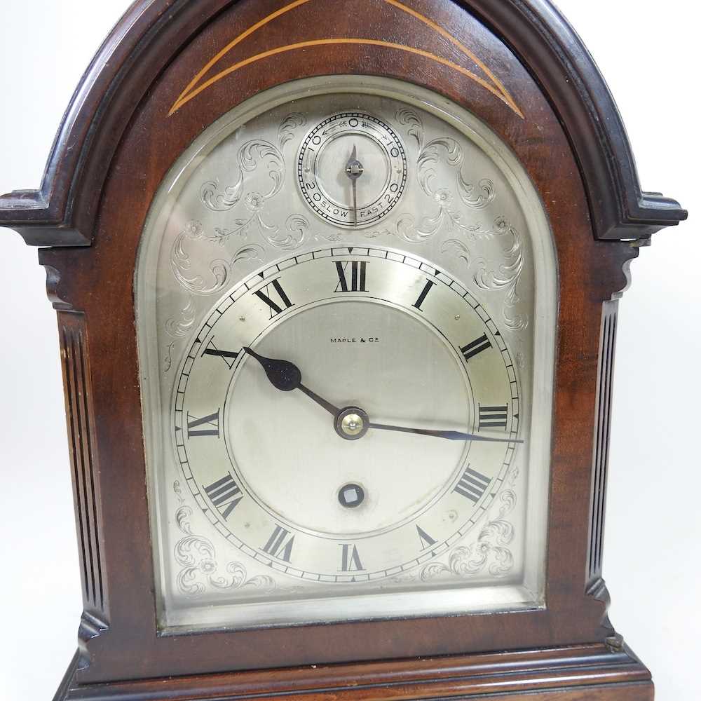 An early 20th century bracket clock, by Maple & Co., with an inlaid lancet shaped case and signed - Image 5 of 8