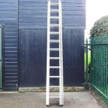 An aluminium extending ladder