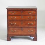 A 19th century mahogany and crossbanded bachelor's chest, with a brushing slide, on bracket feet 72w