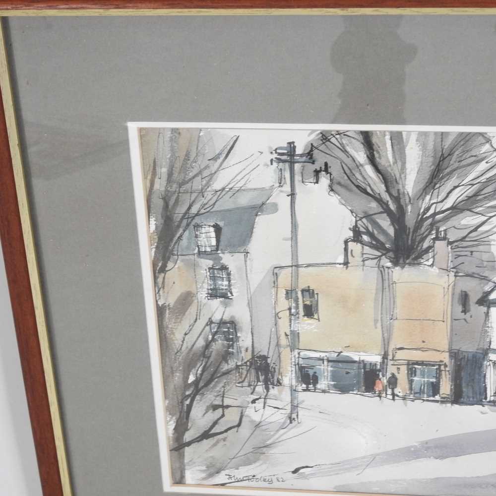 John Tookey, b1947, A Bridge, Essex, signed watercolour, 28 x 43cm, bearing a label for The Mall - Image 2 of 6