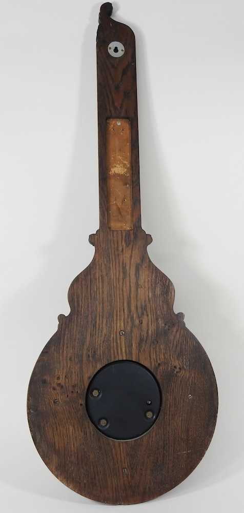An early 20th century oak cased aneroid barometer, 89cm high - Bild 2 aus 5