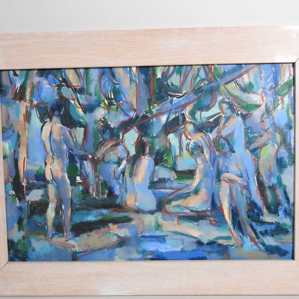 After Henri Matisse, figures, acrylic on board, 24 x 36cm, together with English school, 20th - Image 5 of 8