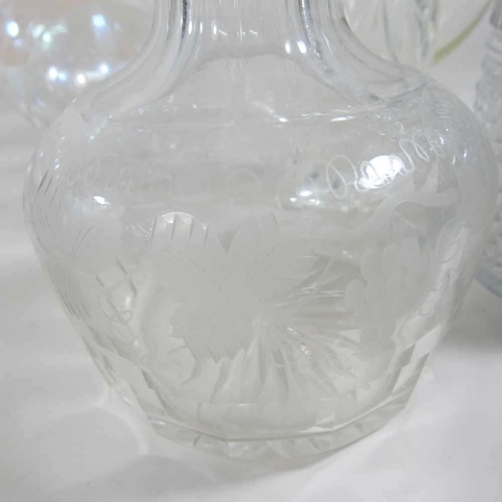 A 19th century cut glass decanter and stopper, of mallet shape, 21cm high, together with another, - Image 6 of 6