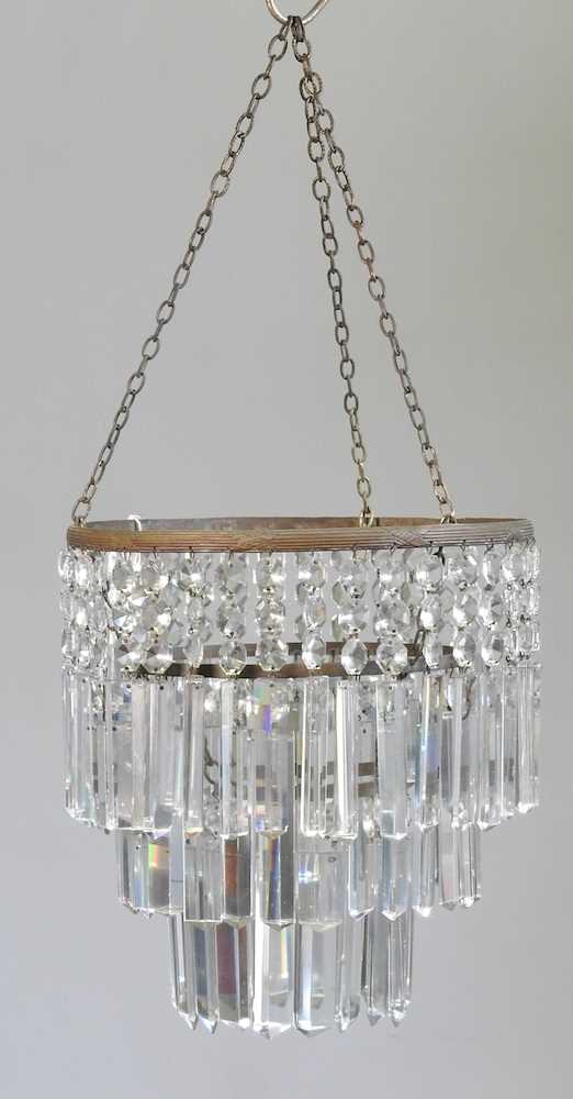 A glass chandelier, with prism shaped drops, 32cm diameter - Image 3 of 6