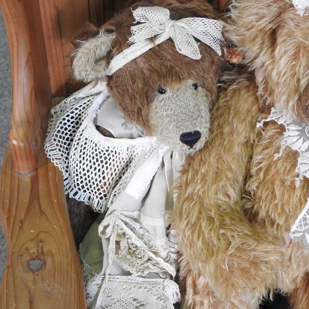 A carved pine child's chair, together with a Changle plush teddy bear, Cecilia, 42cm high and a - Image 4 of 8