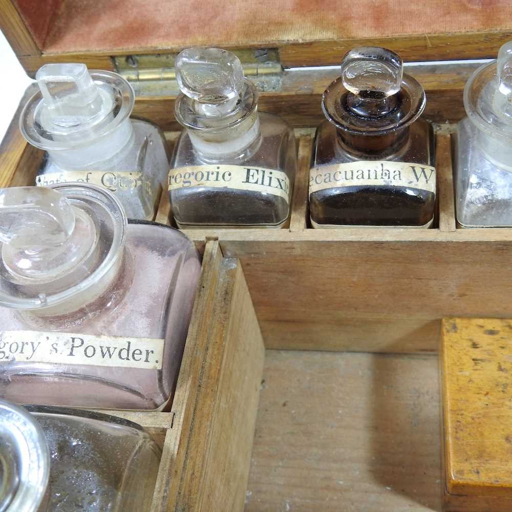 A 19th century oak cased apothecary box, the fitted interior containing labelled glass medicine - Image 9 of 13