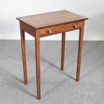 A George III style rosewood, crossbanded and boxwood strung side table, containing a single drawer