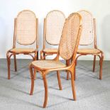 A set of four cane seated bentwood dining chairs (4)