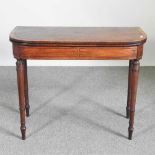 A Regency mahogany and crossbanded folding card table 91w x 45d x 75h cm