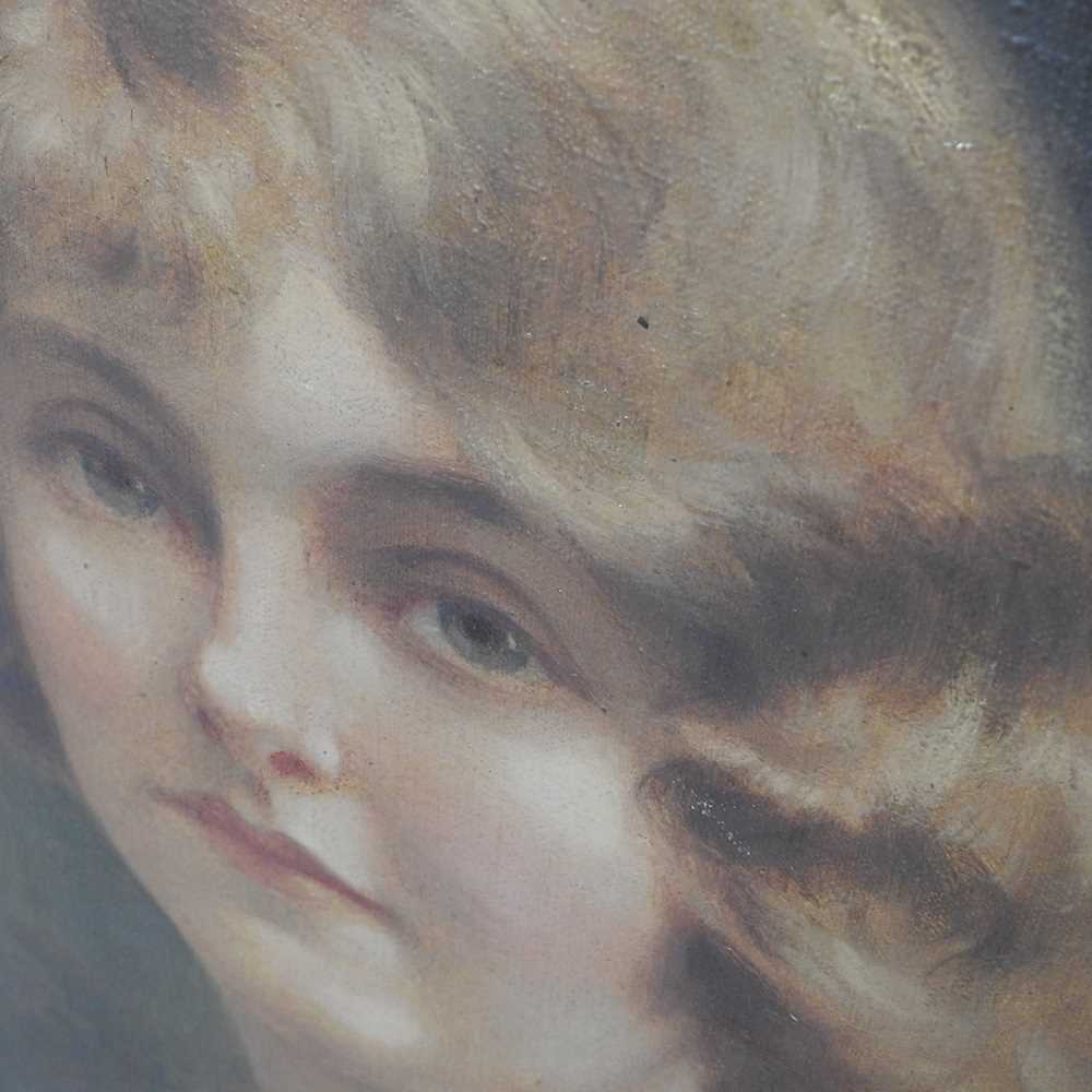 English school, circa 1930, head and shoulders portrait of a lady, signed indistinctly, oil on - Image 7 of 12