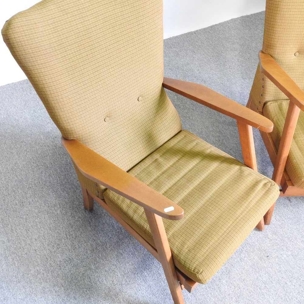 A pair of mid 20th century gold upholstered armchairs (2) - Image 3 of 6