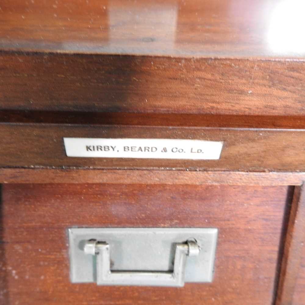 An early 20th century mahogany military style writing desk, with a dual hinged top, revealing a - Image 4 of 9