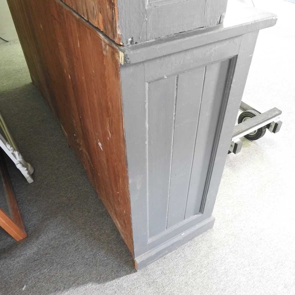 A large dark blue painted dresser, with a glazed upper section and panelled doors below 188w x 43d x - Image 5 of 6