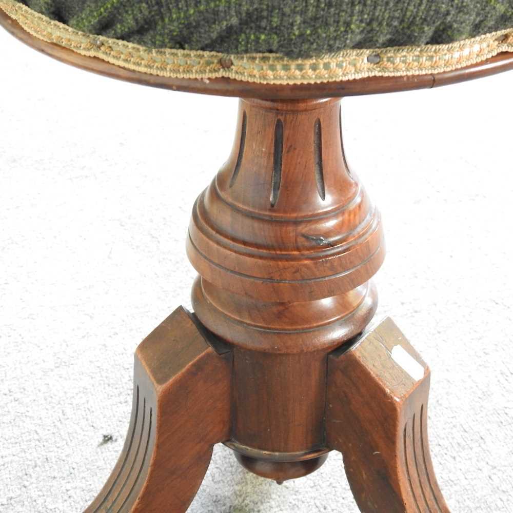 A Victorian walnut revolving piano stool, stamped H Brooks & Co Ltd, 5546 to the underside - Image 3 of 6