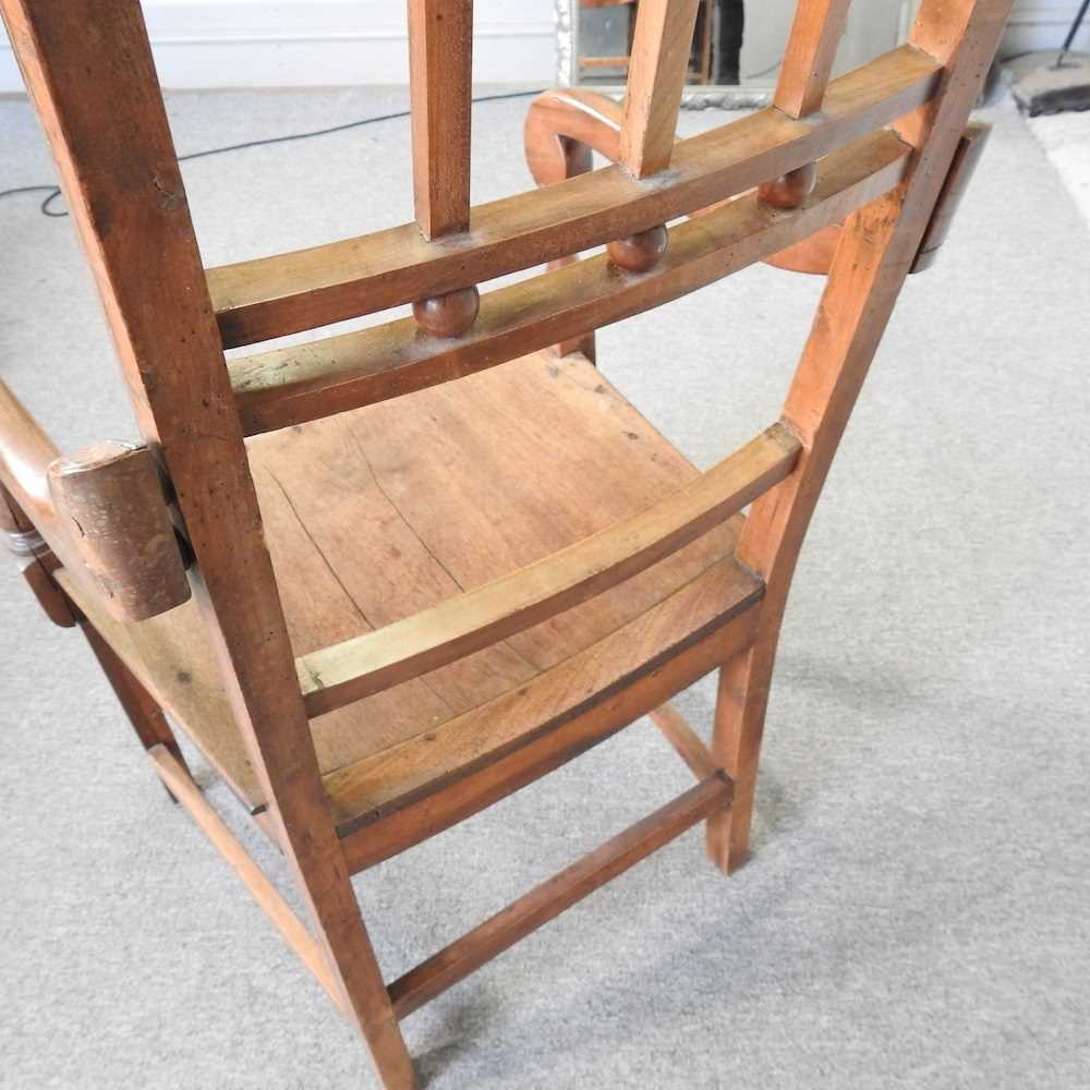 A 19th century fruitwood Mendlesham style high back open armchair - Image 7 of 7