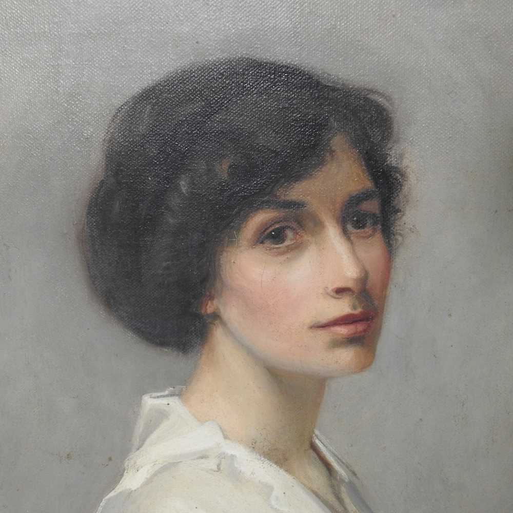L Burwood, early 20th century, head and shoulders portrait of a lady, signed and dated 1916, oil - Image 4 of 13