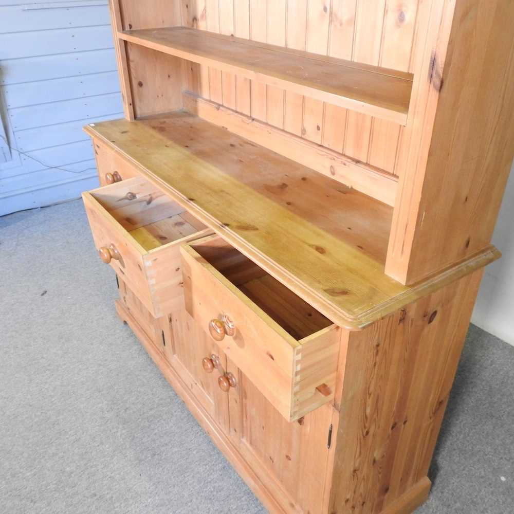 A modern pine dresser, with an arcaded back, with drawers and cupboards below 143w x 200h x 43d cm - Image 5 of 6