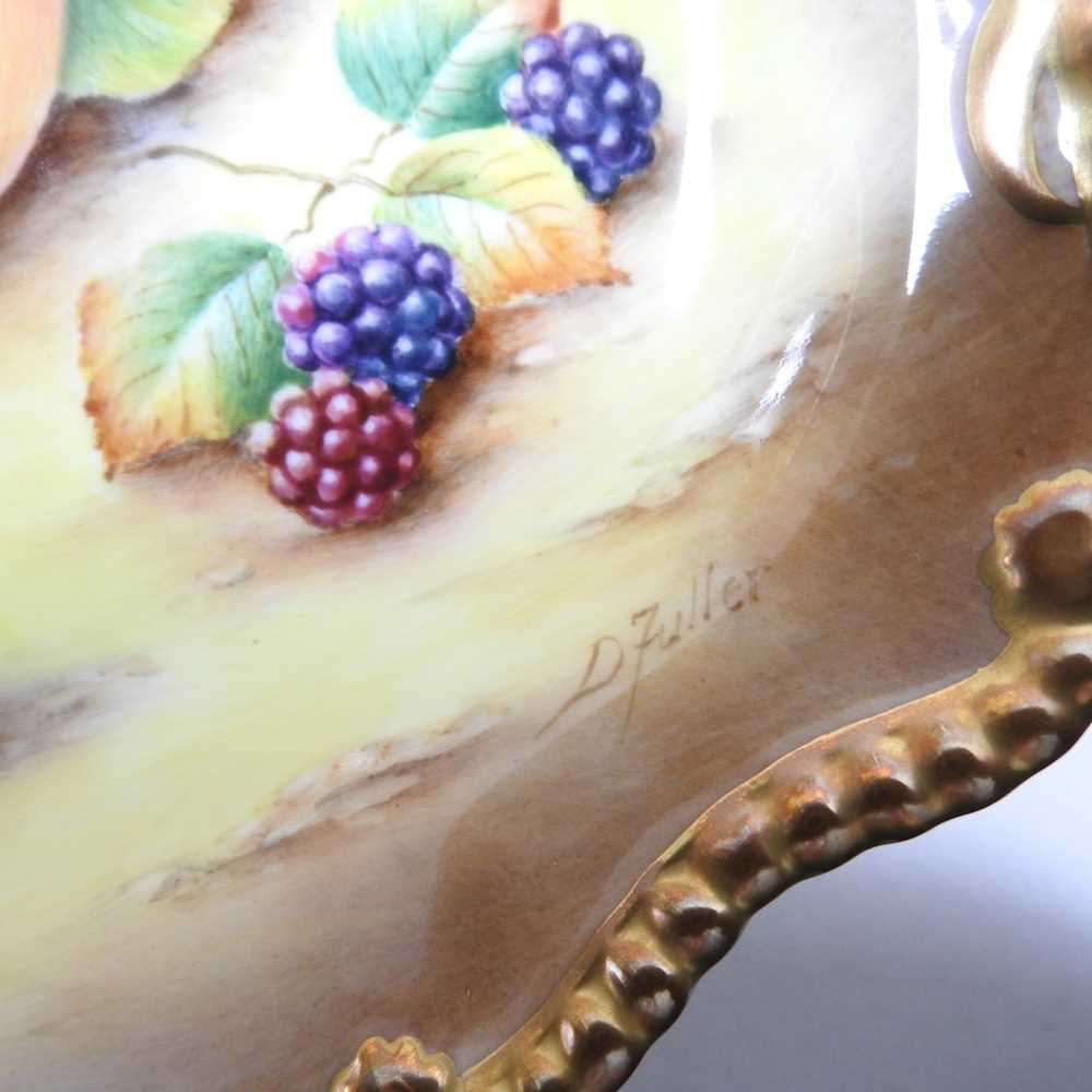 A Royal Worcester porcelain cabinet plate, hand painted with a fruit study, signed, printed marks, - Image 3 of 7