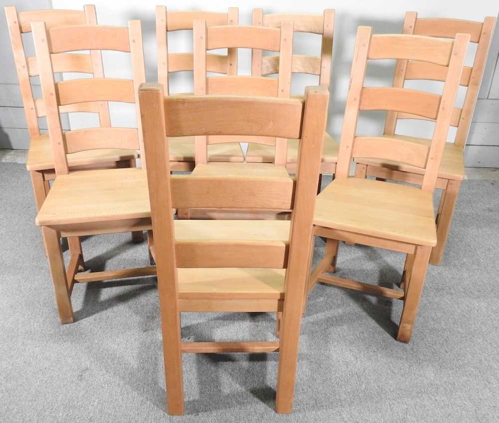 A set of eight modern beech ladder back dining chairs (8) - Image 3 of 5