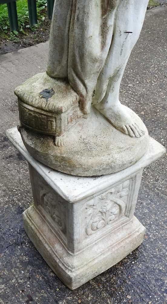 A reconstituted stone garden statue of Pandora, 160cm high - Image 4 of 4