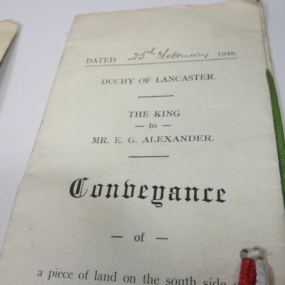 A signed Duchy of Lancaster land conveyance deed, with wax seal attached, dated 1947, together - Image 3 of 5