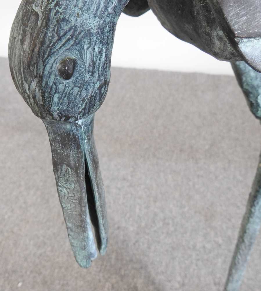 A verdigris metal garden fountain, in the form of a heron, 76cm high Overall condition is - Image 5 of 6