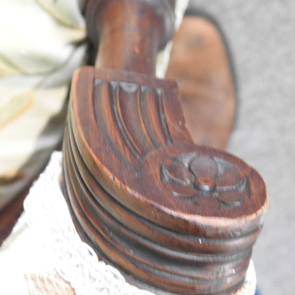 A Victorian cream upholstered ship's swivel armchair, on turned legs, kite mark to base 60w x 60d - Image 5 of 5