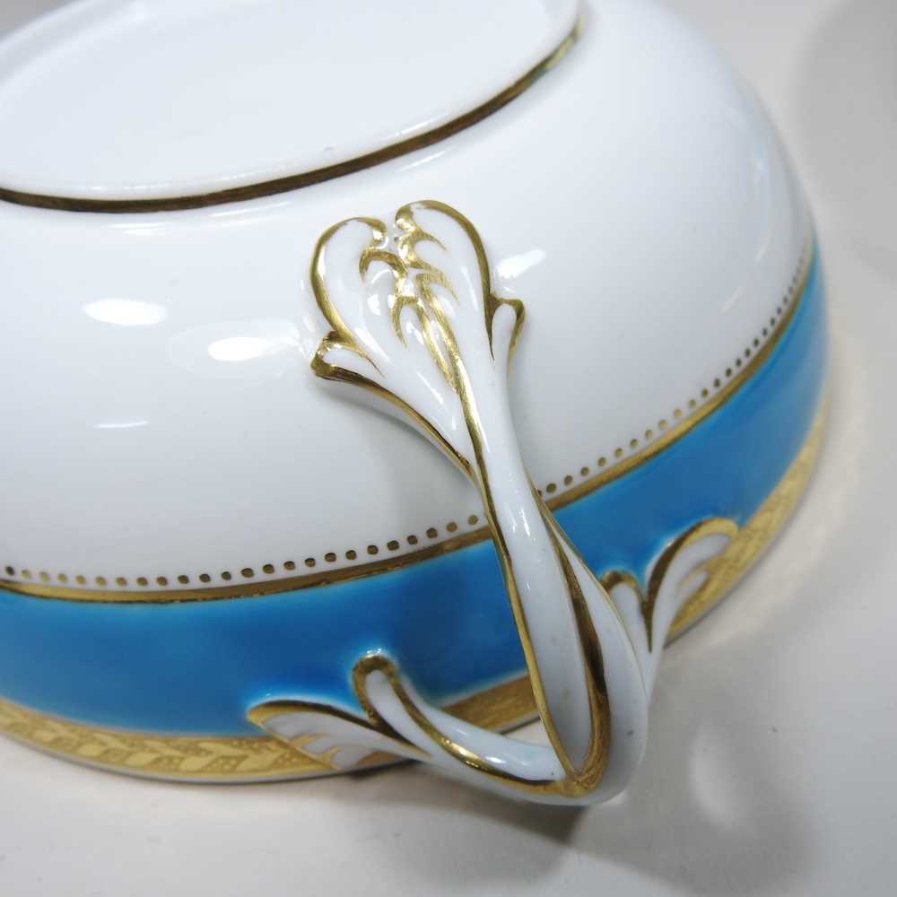 A 19th century Minton tureen and cover on stand, with a blue and gilt border, impressed marks to - Image 7 of 10