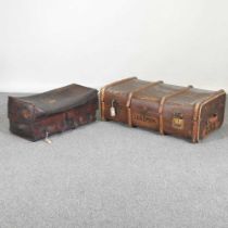 A 19th century leather case, with a fitted interior, 92cm, together with an early 20th century