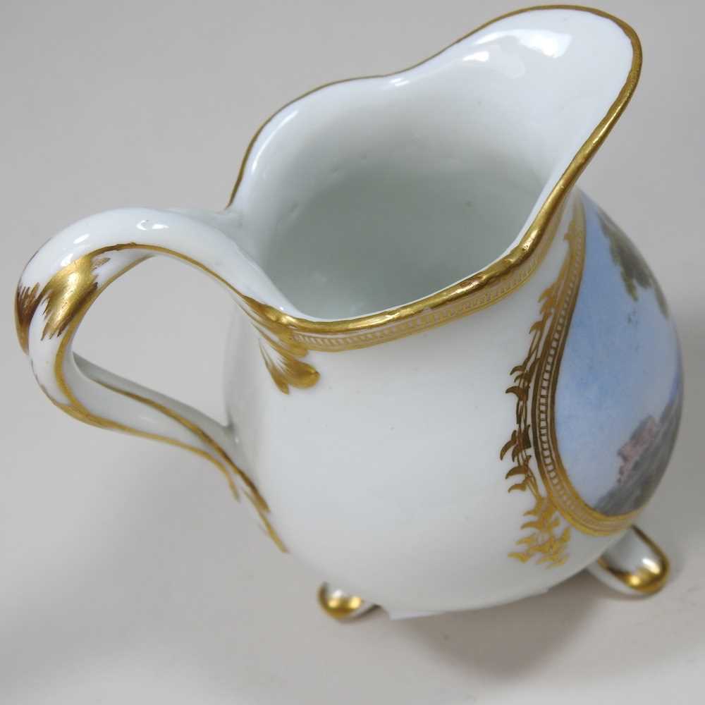 A 19th century Meissen style porcelain cream jug, reserved with a Veduta landscape, within a gilt - Image 5 of 6