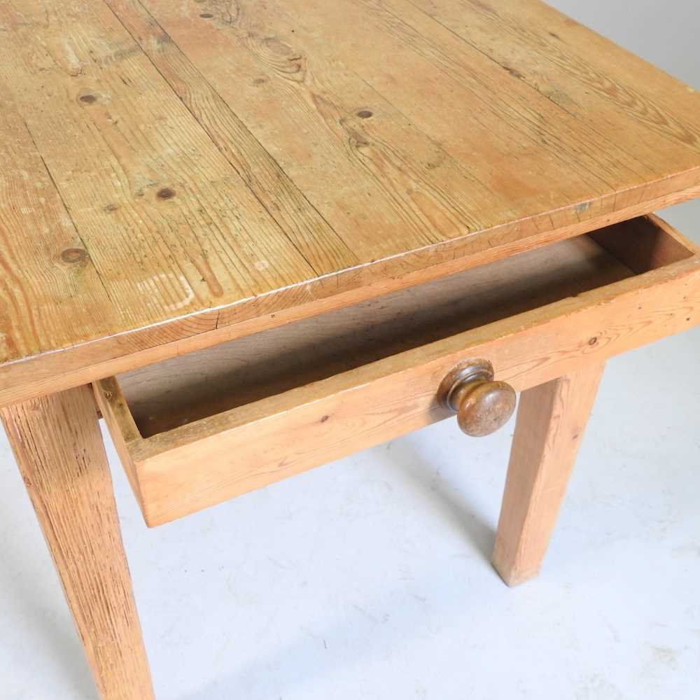 An antique pine dining table, containing a single drawer, together with a modern light oak framed - Image 5 of 8