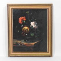 Polish school, 20th century, still life flowers in a vase, signed indistinctly, oil on canvas, 40