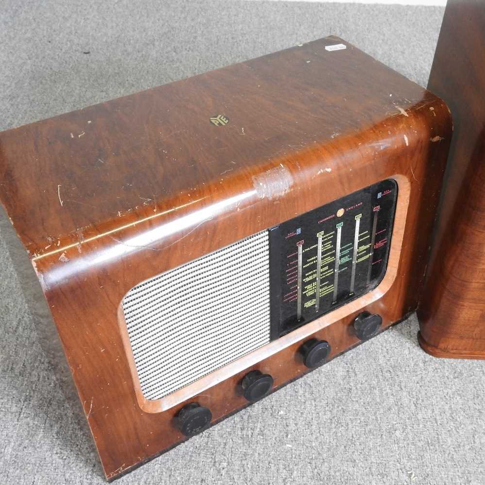 A mid 20th century walnut cased valve radio, 43cm wide, together with two others (3) - Image 3 of 4